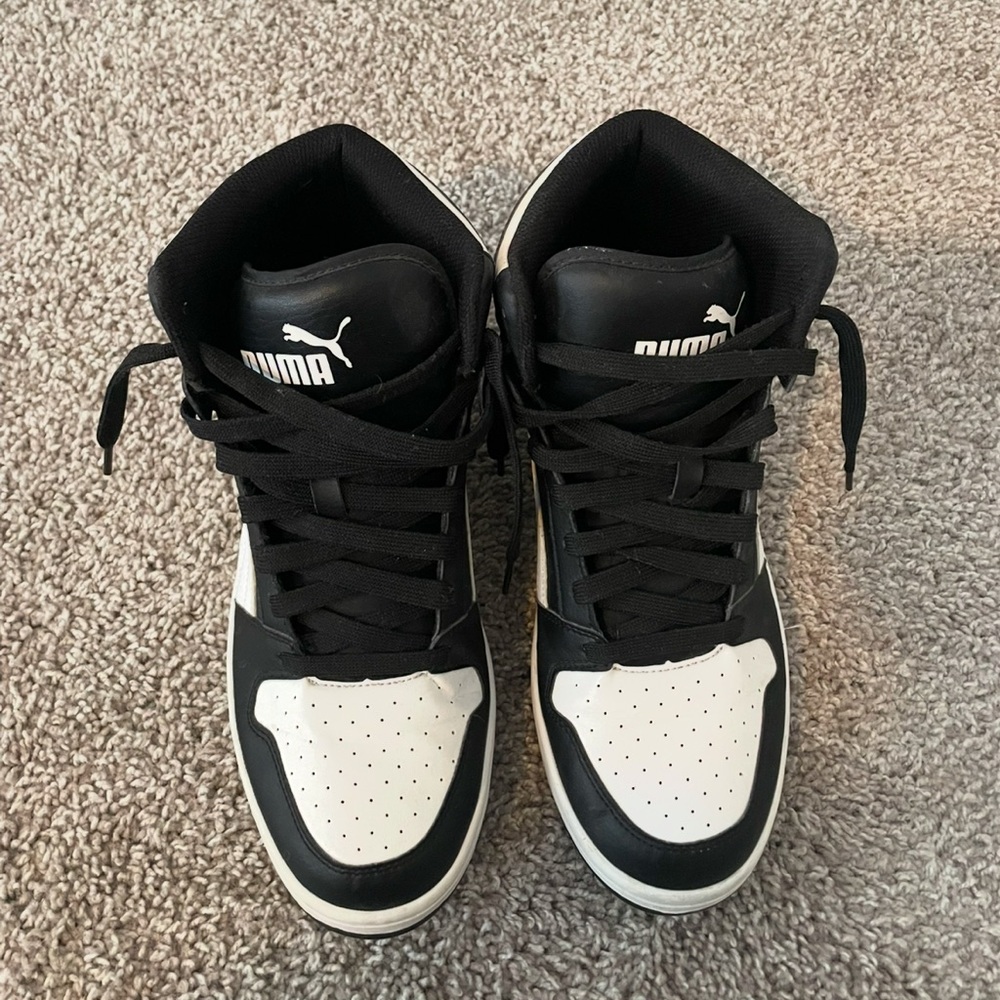 Puma Black and White High-Top Sneakers